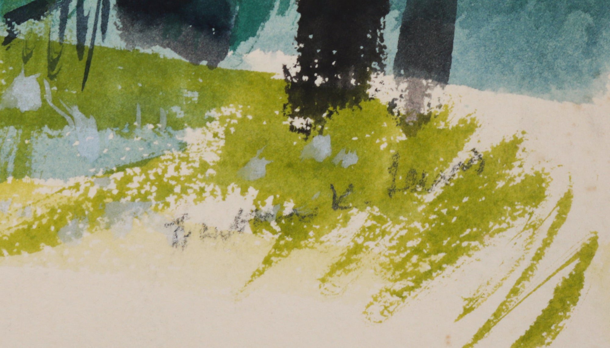 Modernist Abstracted Trees <br>1940-60s Watercolor <br><br>#B5832