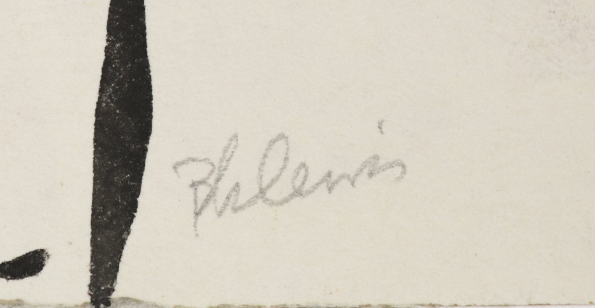 Monochromatic Abstracted Crane <br>1940-60s Watercolor <br><br>#B5844