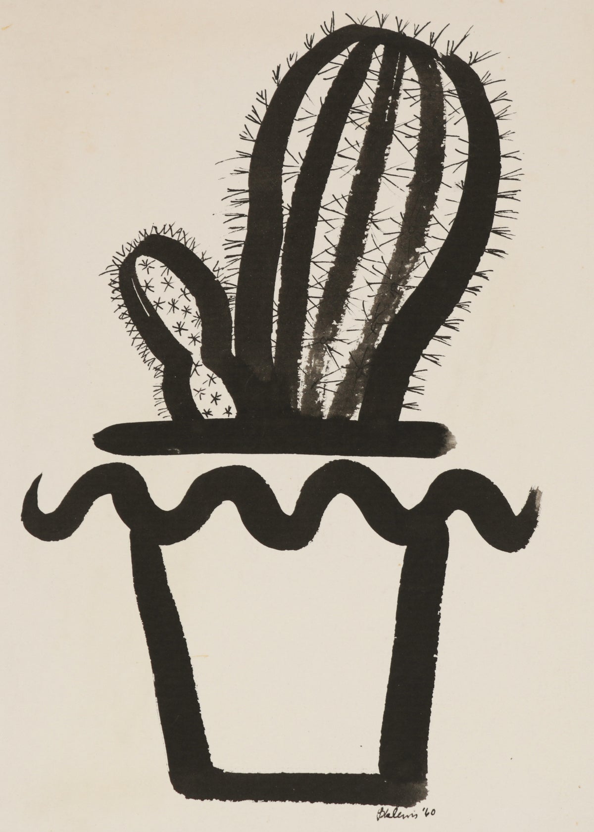Bold Cactus Still Life &lt;br&gt;1960 Watercolor &lt;br&gt;&lt;br&gt;#B5848