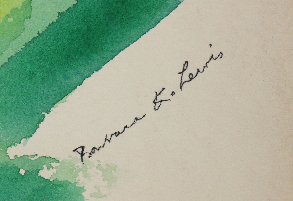 Blue & Green Geometric Abstract <br>1940-60s Watercolor <br><br>#B5851