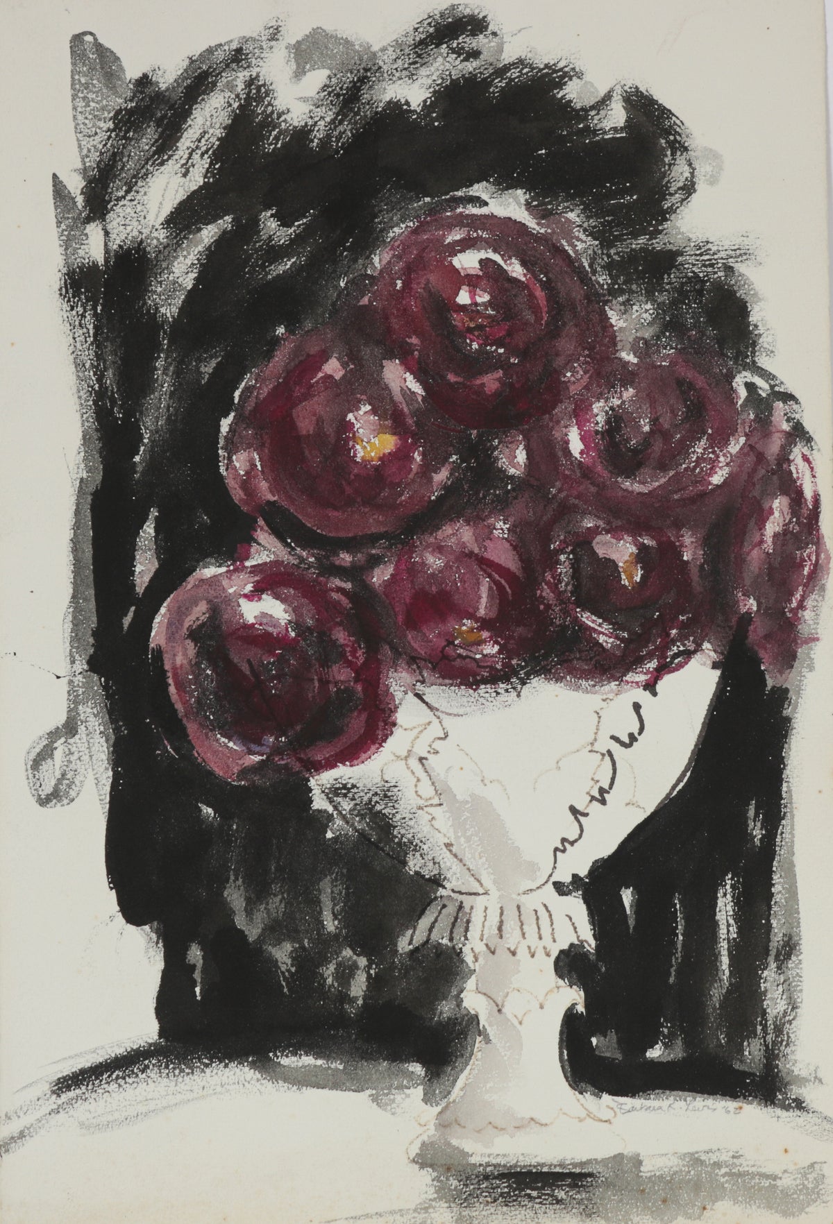 Moody Floral Still Life &lt;br&gt;1969 Watercolor &lt;br&gt;&lt;br&gt;#B5853