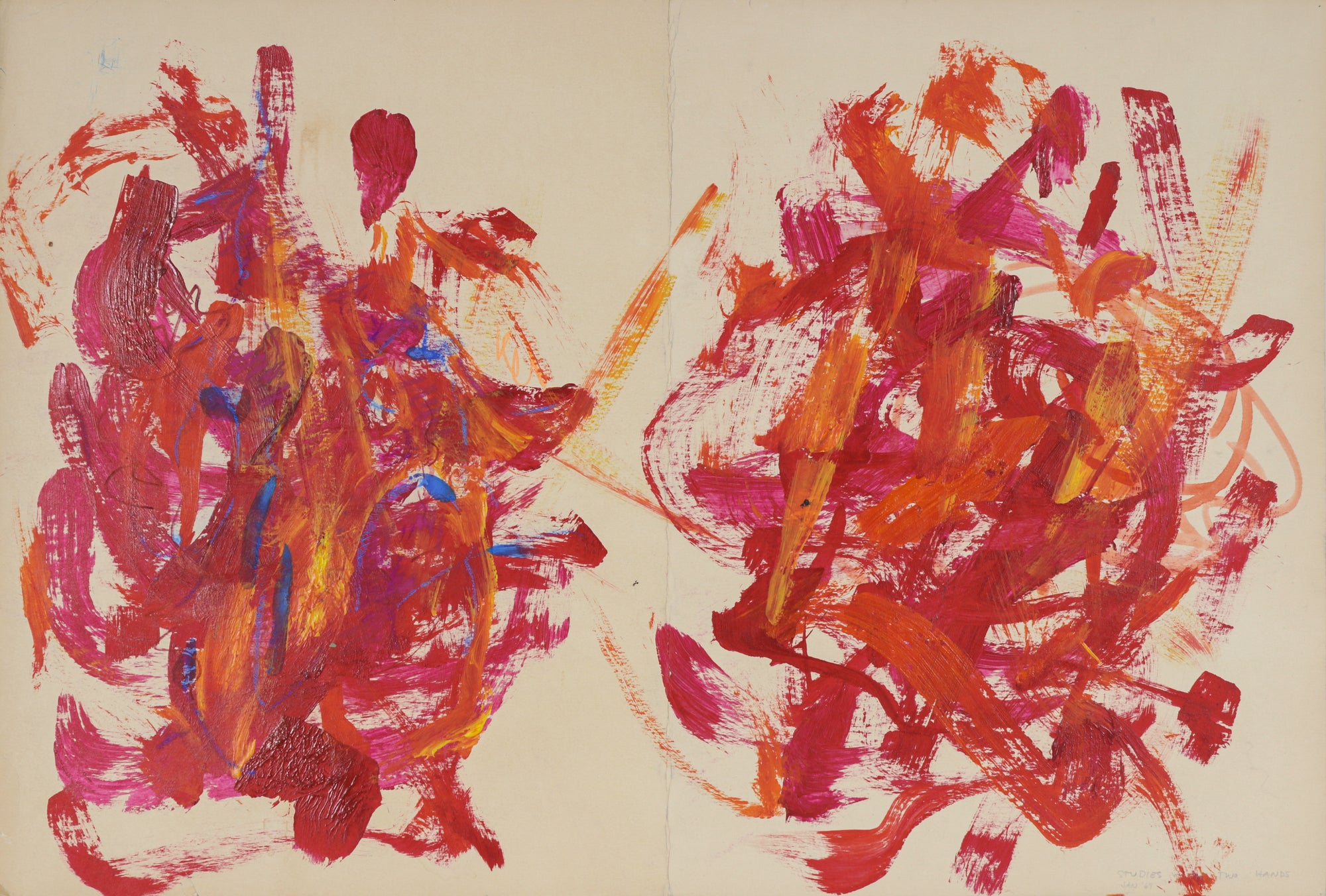 <i>Studies with Two Hands</i> <br>1969 Oil on Paper <br><br>#B5866