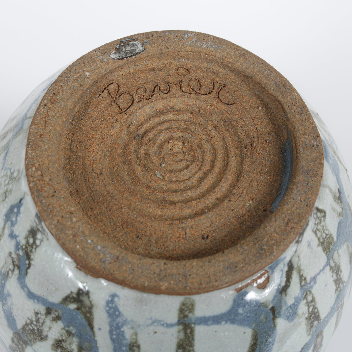 1970s Handmade Ceramic with Linear Swirl Pattern <br><br>#B5940