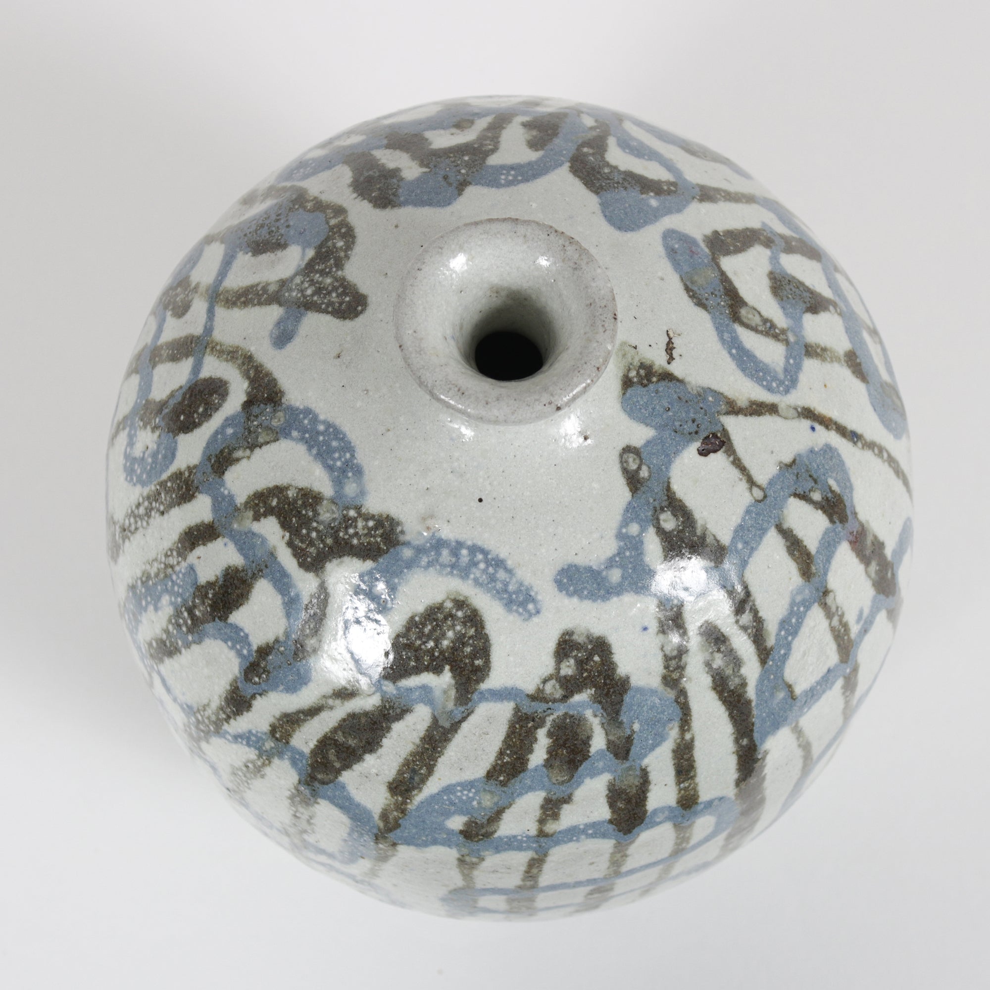 1970s Handmade Ceramic with Linear Swirl Pattern <br><br>#B5940