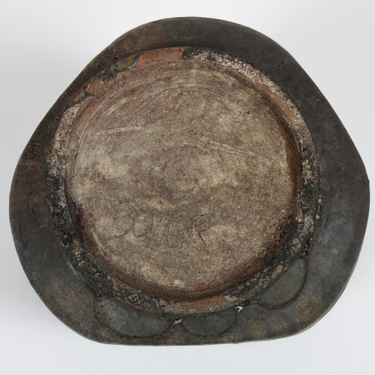 Short Asymmetrical Vessel <br>1970s Handmade Ceramic <br><br>#B5944