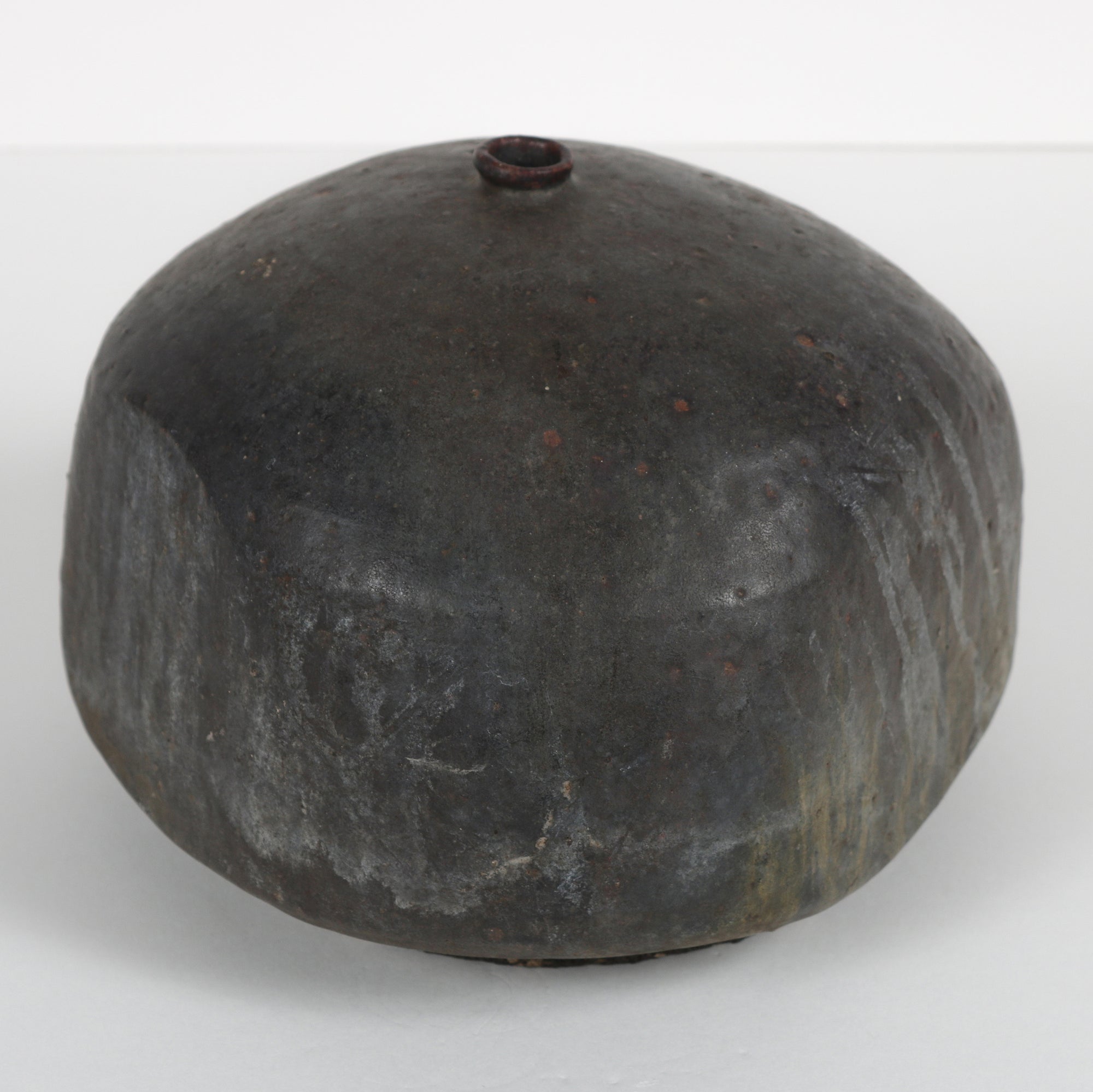 Short Asymmetrical Vessel <br>1970s Handmade Ceramic <br><br>#B5944