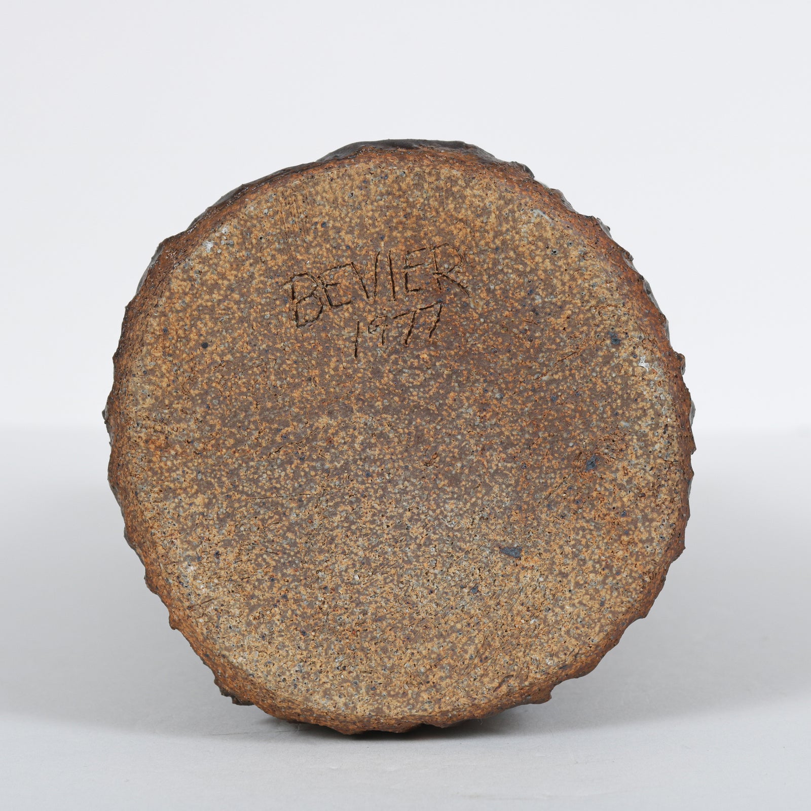 Tall Vessel with Organic Sculpted Pattern <br>1977 Handmade Ceramic <br><br>#B5979