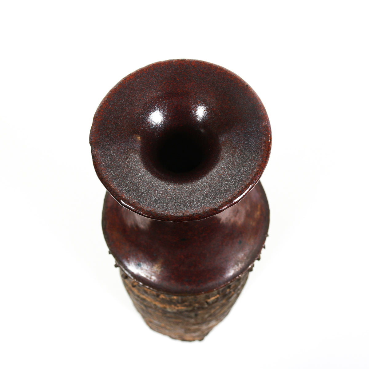 Tall Vessel with Organic Sculpted Pattern <br>1977 Handmade Ceramic <br><br>#B5979