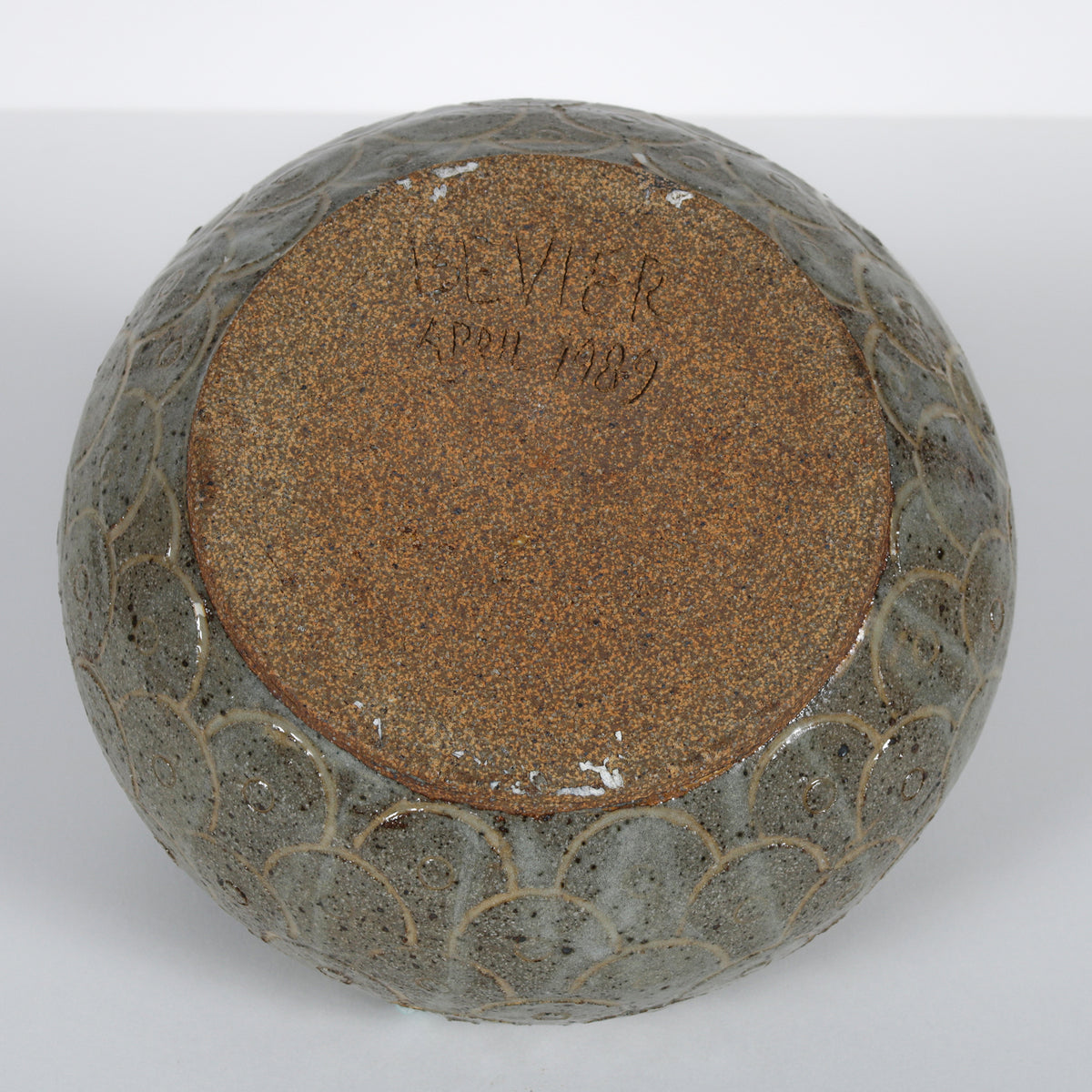 Stout Handmade Ceramic with Fish Scale Motif, 1989 <br><br>#B6026