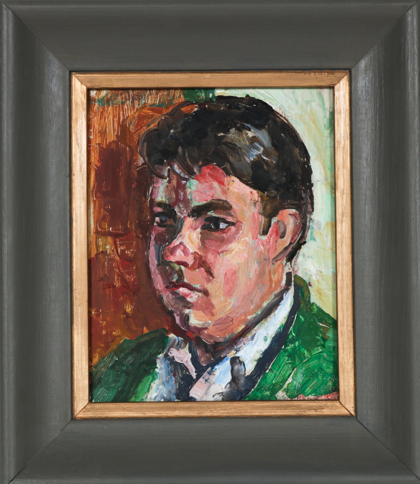 Modernist Portrait of a Man <br>Mid Century Oil <br><br>#B6075