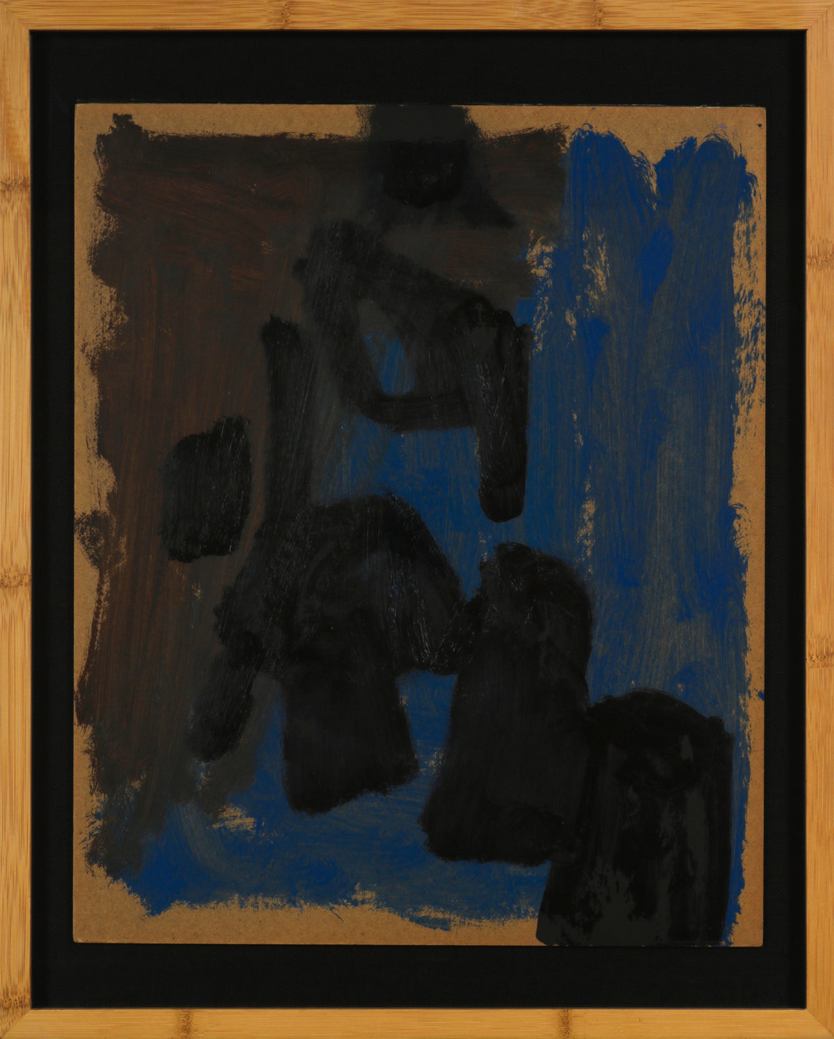Blue &amp; Black Modernist Geometric Abstract &lt;br&gt;1950 Oil &lt;br&gt;&lt;br&gt;#B6230