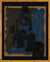 Blue & Black Modernist Geometric Abstract <br>1950 Oil <br><br>#B6230