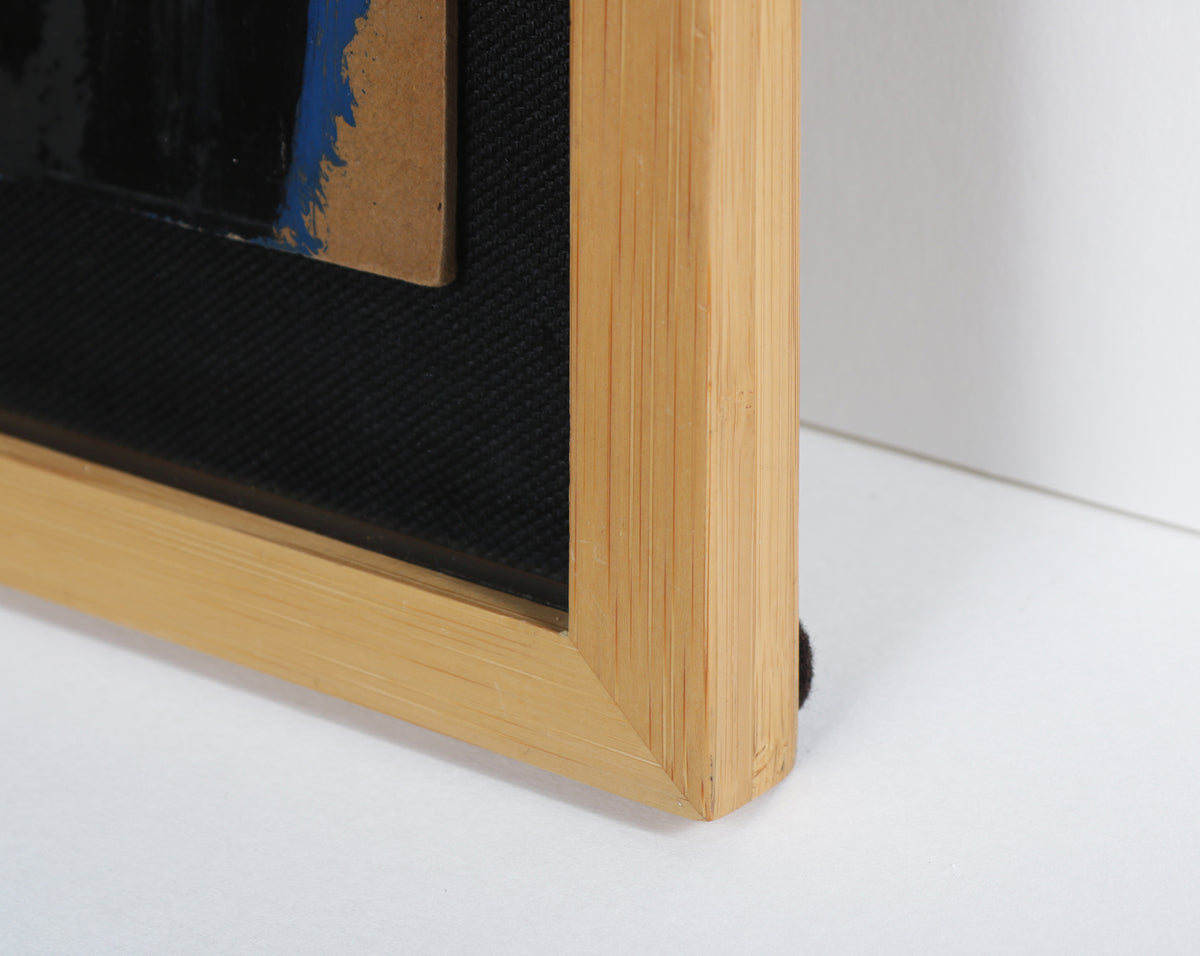 Blue & Black Modernist Geometric Abstract <br>1950 Oil <br><br>#B6230