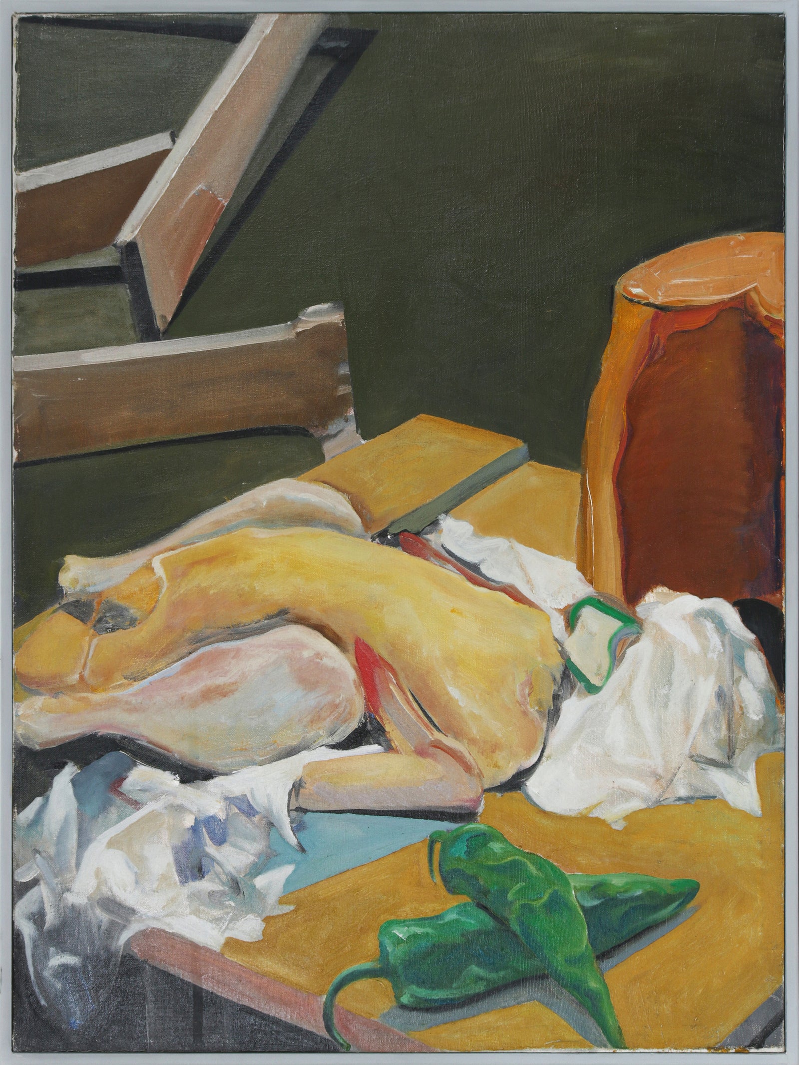 Chicken & Peppers Still Life <br>20th Century Oil <br><br>#B6314