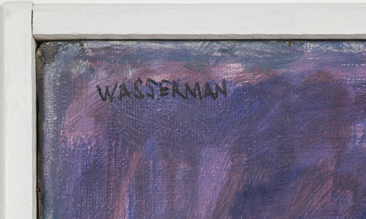 Modernist Sailor & Ship <br>1940-50s Oil <br><br>#B6340