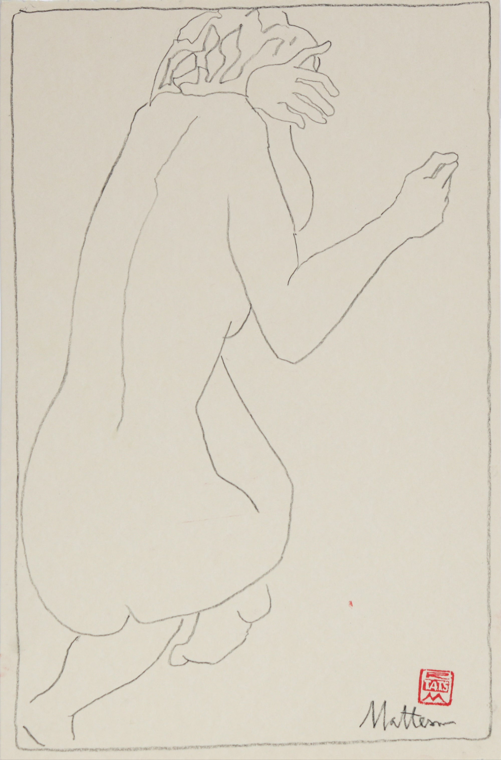 Minimal Female Nude Drawing <br>20th Century Charcoal <br><br>#B6371