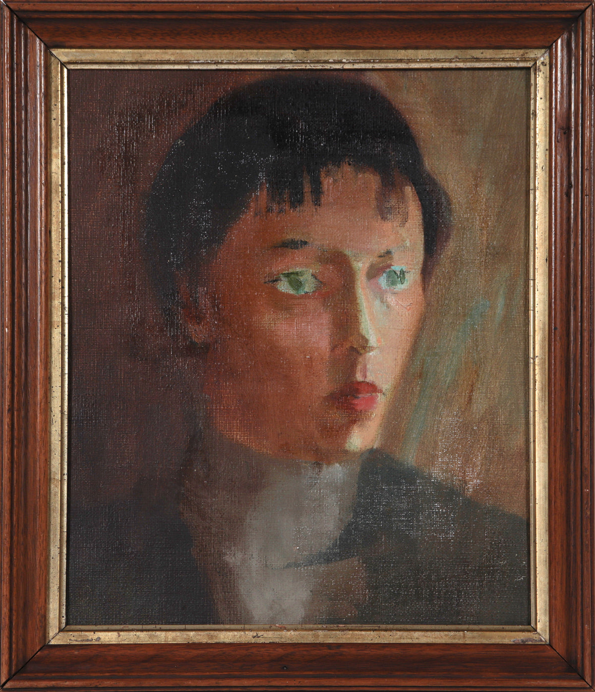 Muted Stylized Portrait of a Young Woman &lt;br&gt;1940s Acrylic &lt;br&gt;&lt;br&gt;#B6388