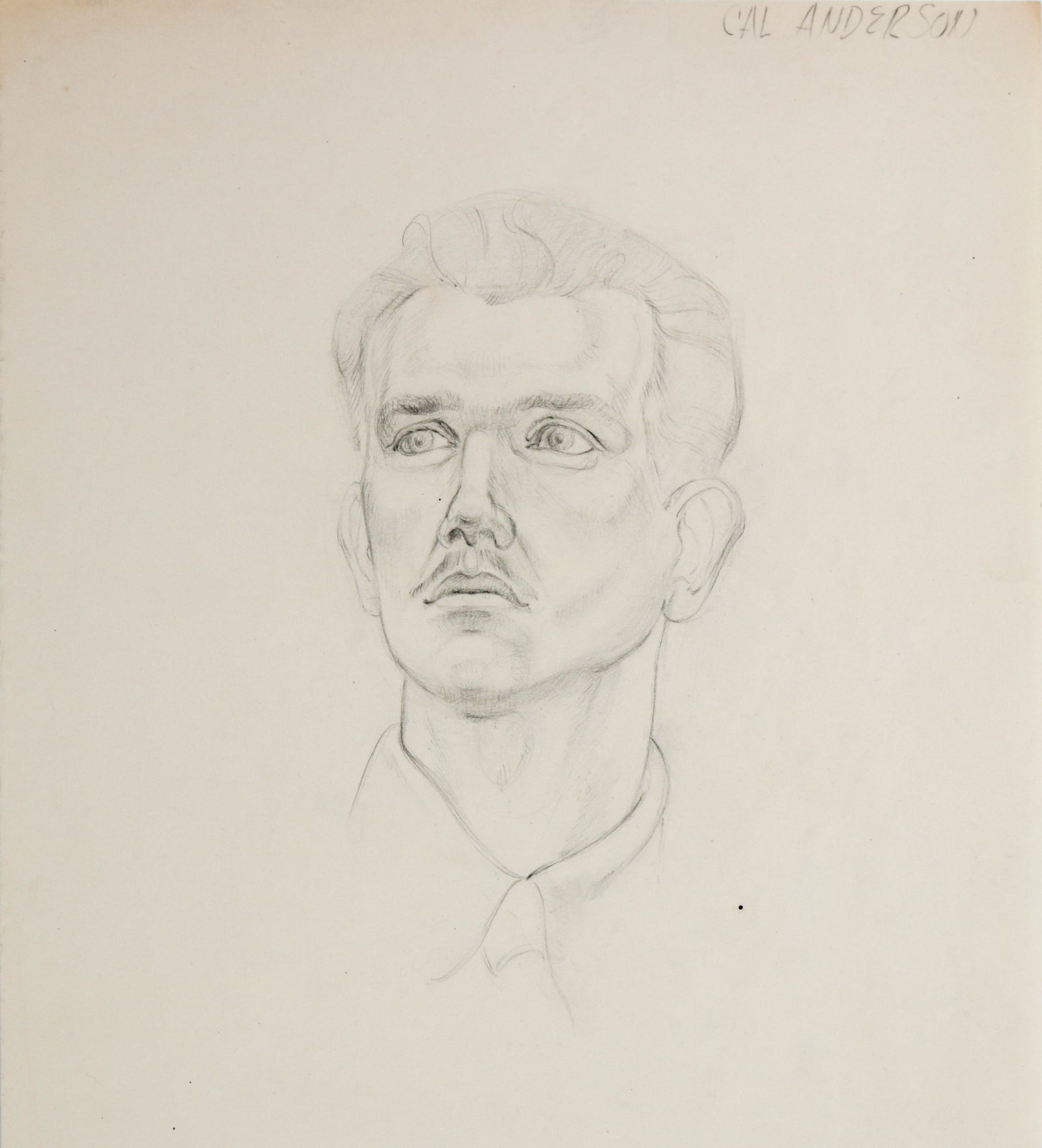 1940-50s Graphite on Paper Portrait Study <br><br>#B6393