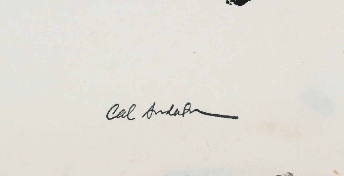 Monochrome Gestural Abstract <br>1940-50s Tempera Paint <br><br>#B6398