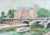 Pont Neuf with Boat <br>1960s Oil <br><br>#B6430
