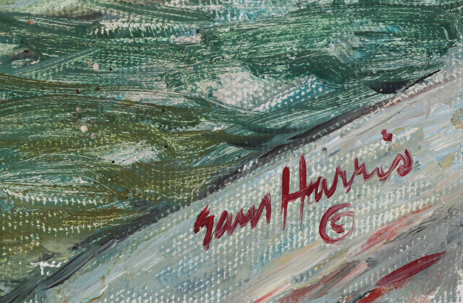 Pont Neuf with Boat <br>1960s Oil <br><br>#B6430