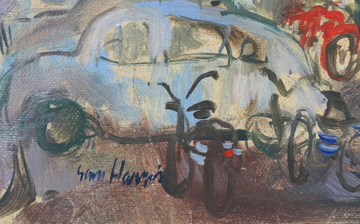 Vibrant City Scene <br>1960s Oil <br><br>#B6433