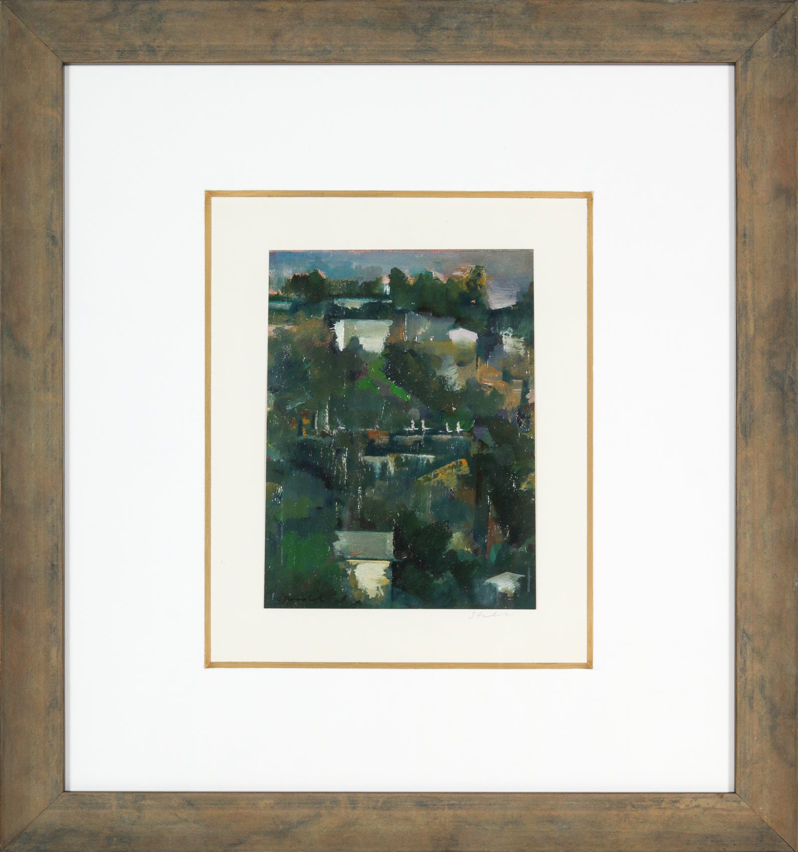 Abstracted Los Angeles Hills Landscape <br>1980s Oil on Paper <br><br>#B6459