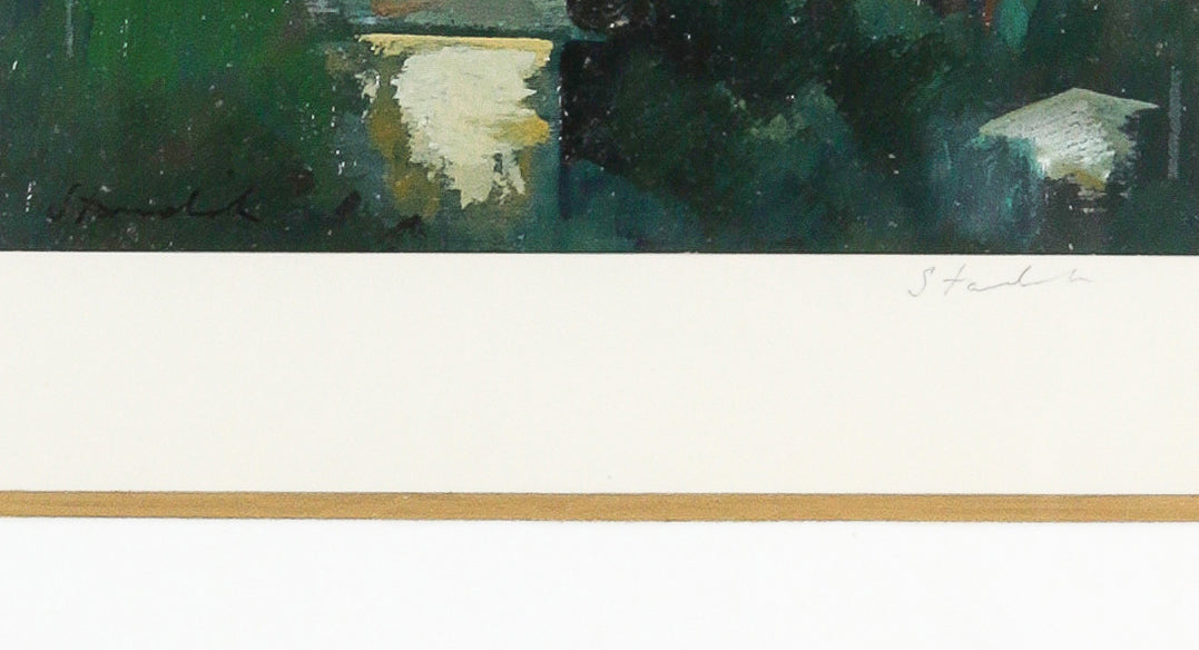 Abstracted Los Angeles Hills Landscape <br>1980s Oil on Paper <br><br>#B6459