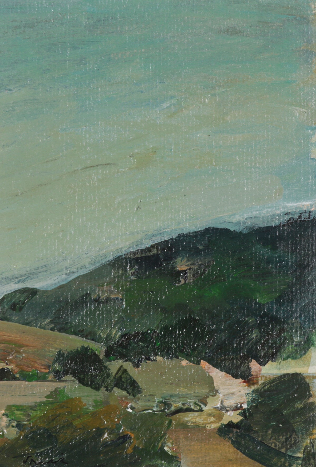 Abstracted Los Angeles Hillside <br>20th Century Oil on Paper <br><br>#B6478