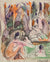 Abstracted Bathers <br>20th Century Watercolor <br><br>#B6493