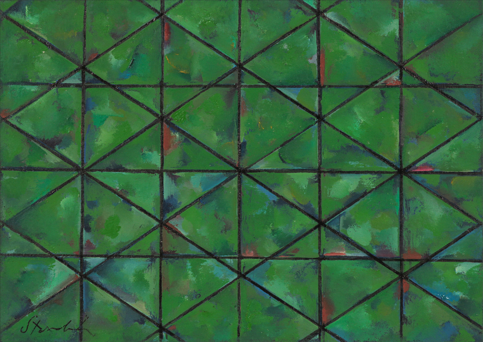 <i>Reflections No. 1</i> <br>20th Century Oil on Paper <br><br>#B6499