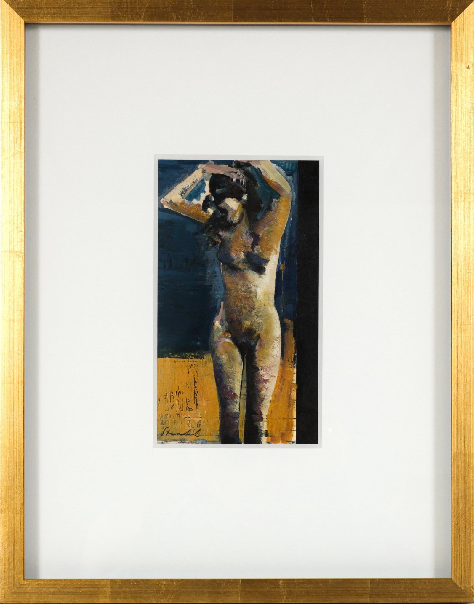 Abstracted Female Figure <br>20th Century Oil on Paper <br><br>#B6500