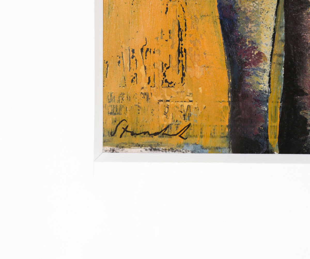 Abstracted Female Figure <br>20th Century Oil on Paper <br><br>#B6500