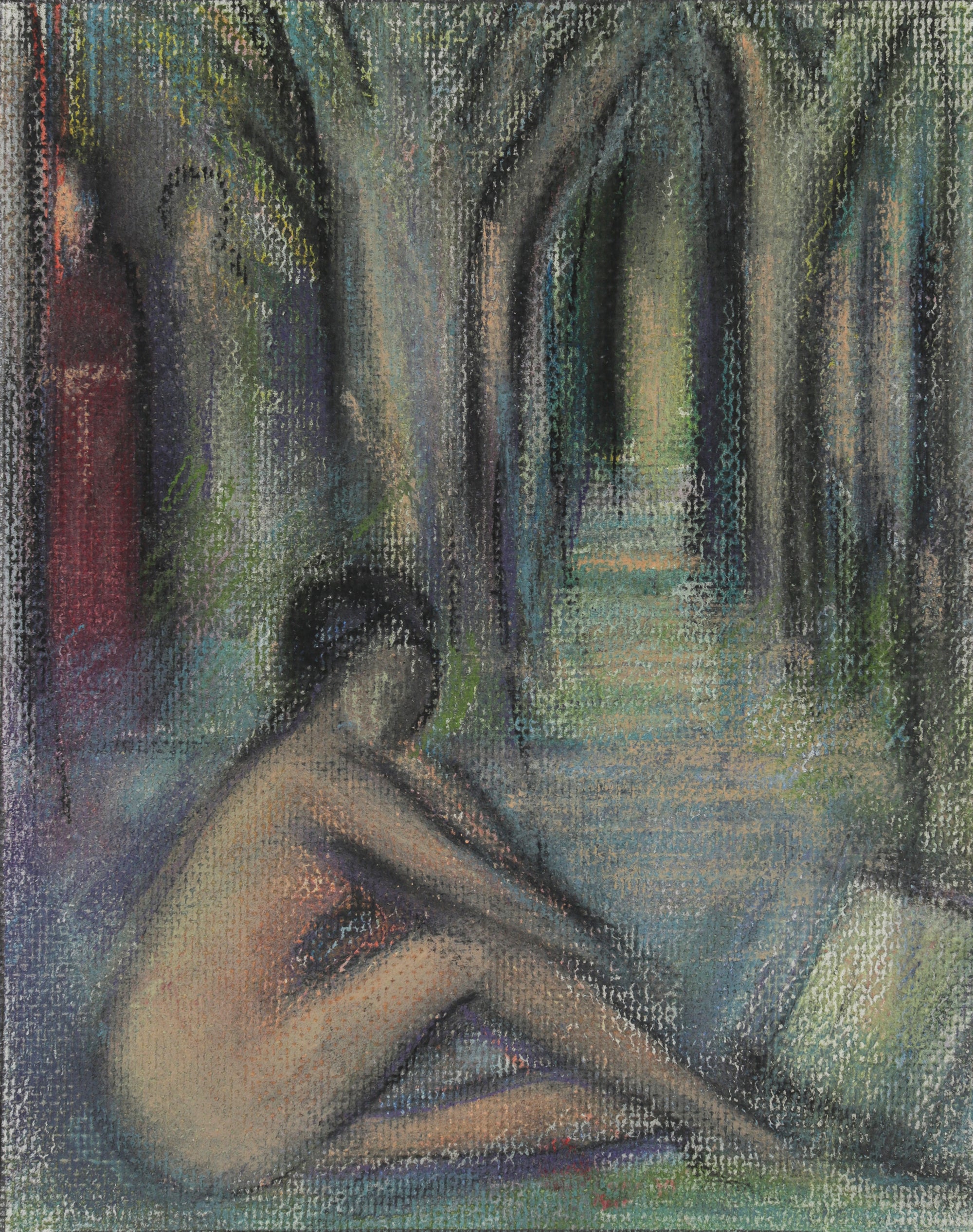 Abstracted Nude in Scene <br>20th Century Pastel <br><br>#B6506