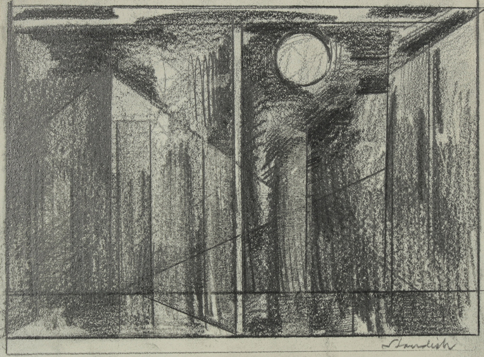 Angular Abstraction <br>Late 20th Century Graphite <br><br>#B6515