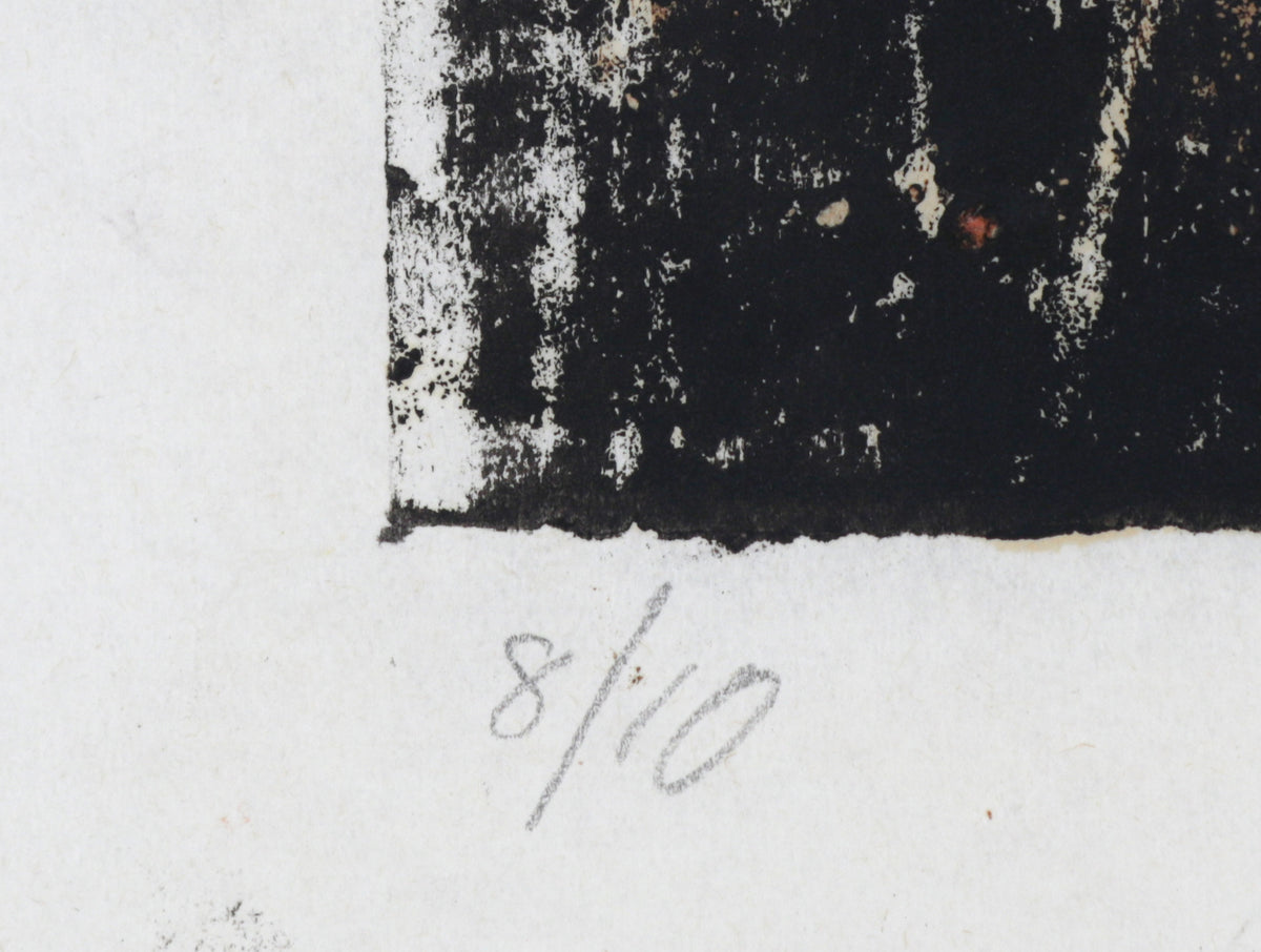 1940-50s Modernist Woodblock Abstract Scene <br><br>#B6554