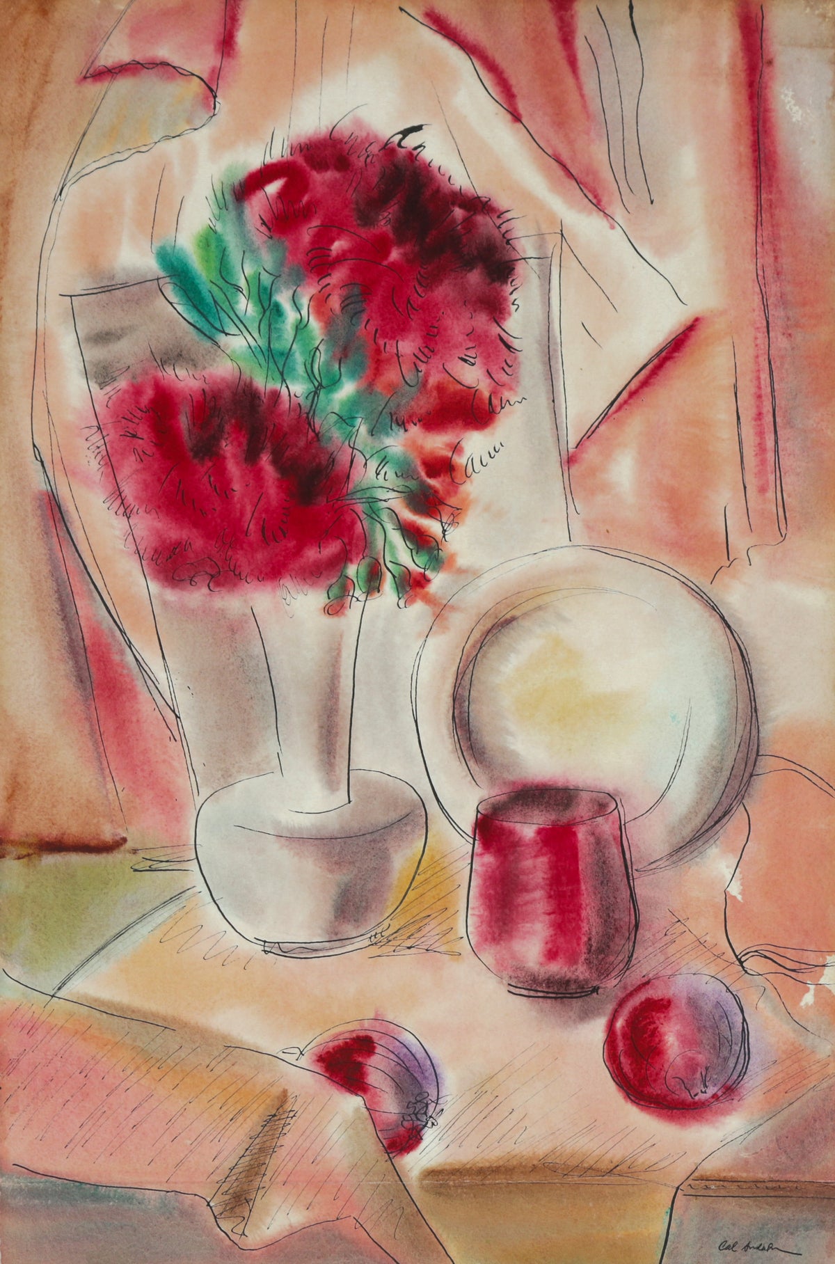 Rose Colored Still Life &lt;br&gt;1942 Watercolor &lt;br&gt;&lt;br&gt;#B6557