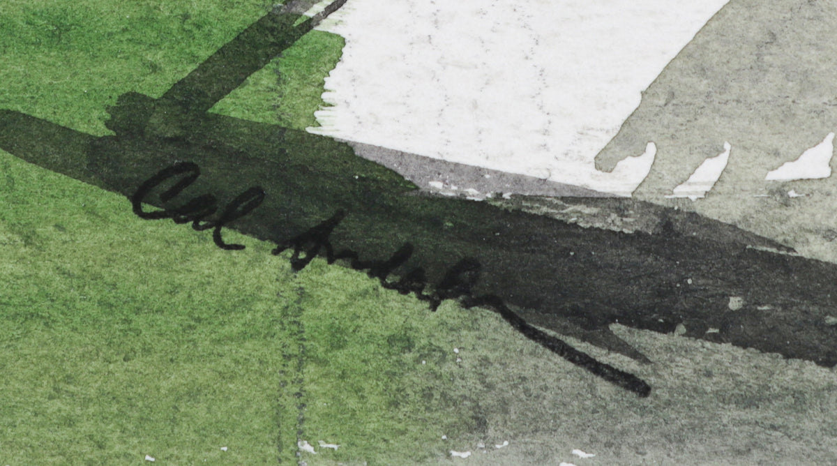 Modernist Backyard Scene <br>1946 Watercolor <br><br>#B6565