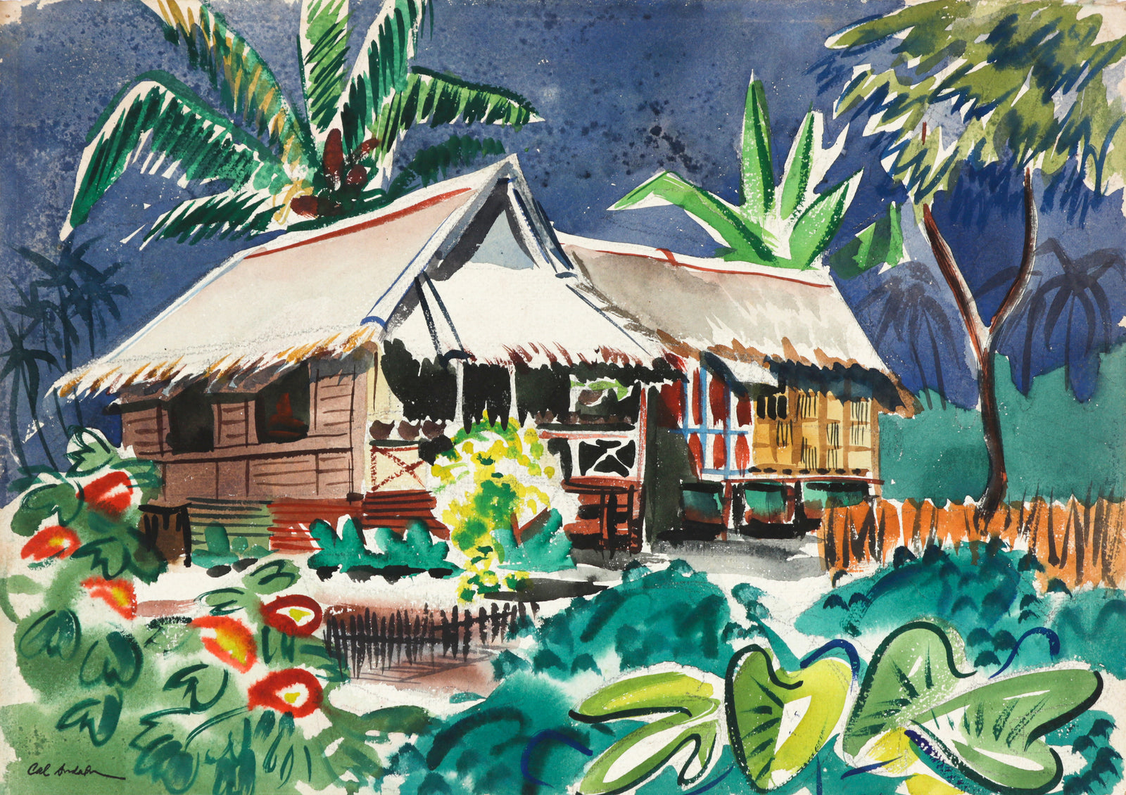 <i>Letey</i> <br>1945 Watercolor <br><br>#B6582