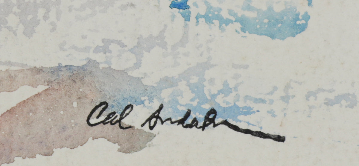 Figures at the Beach <br>Mid 1940s Watercolor <br><br>#B6584