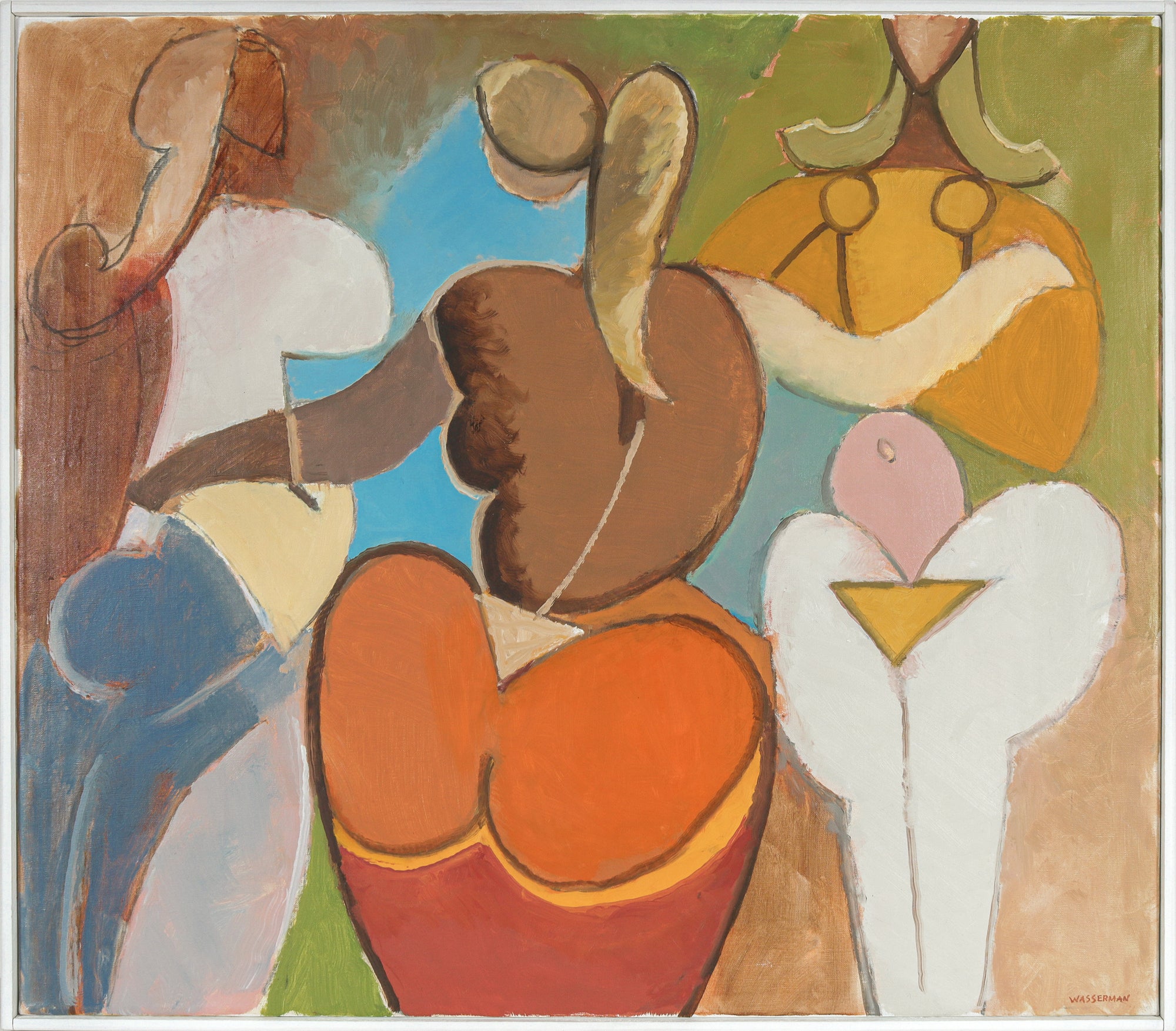 Three Cubist Figures <br>20th Century Oil <br><br>#B6589