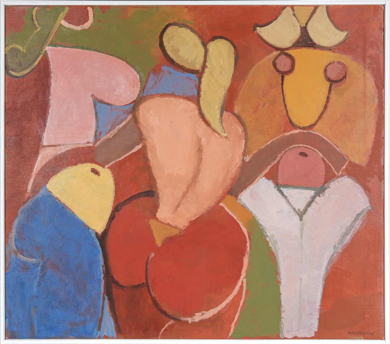 Three Cubist Figures <br>20th Century Oil <br><br>#B6595