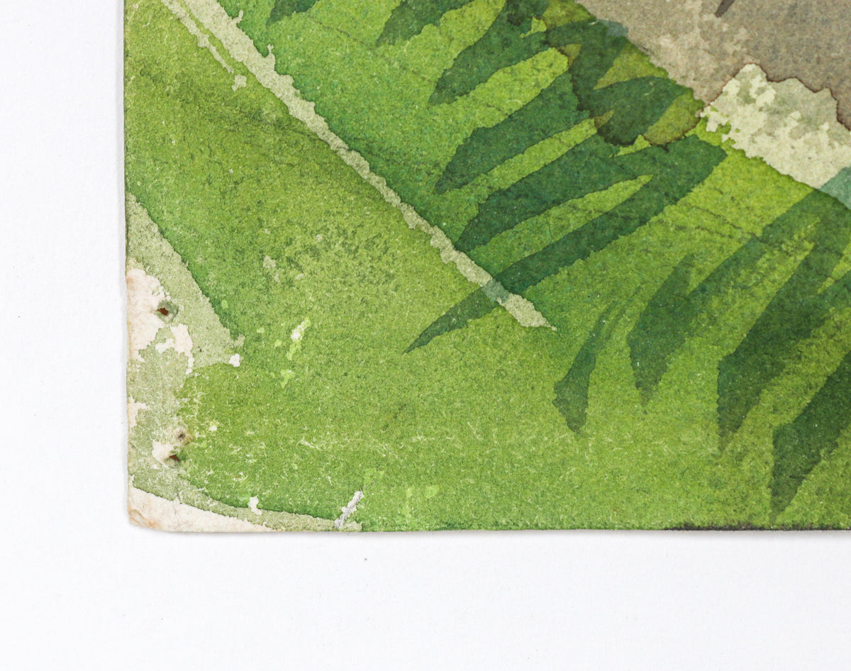 Vintage Street Corner Scene <br>Mid 1940s Watercolor <br><br>#B6622