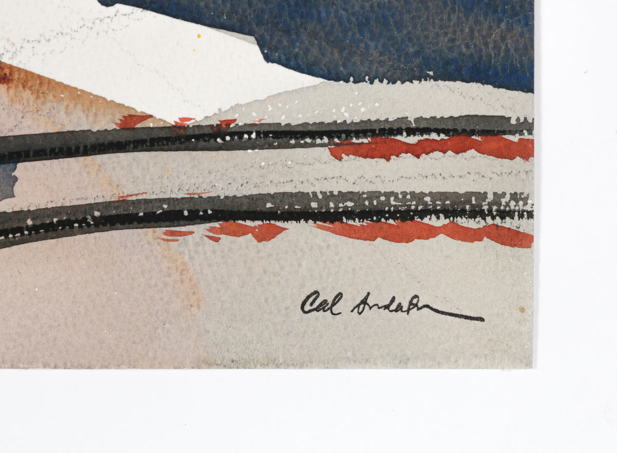 Charming Vintage City Scene <br>1945 Watercolor <br><br>#B6629