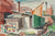 Vintage Industrial Cityscape <br>1946 Watercolor <br><br>#B6632