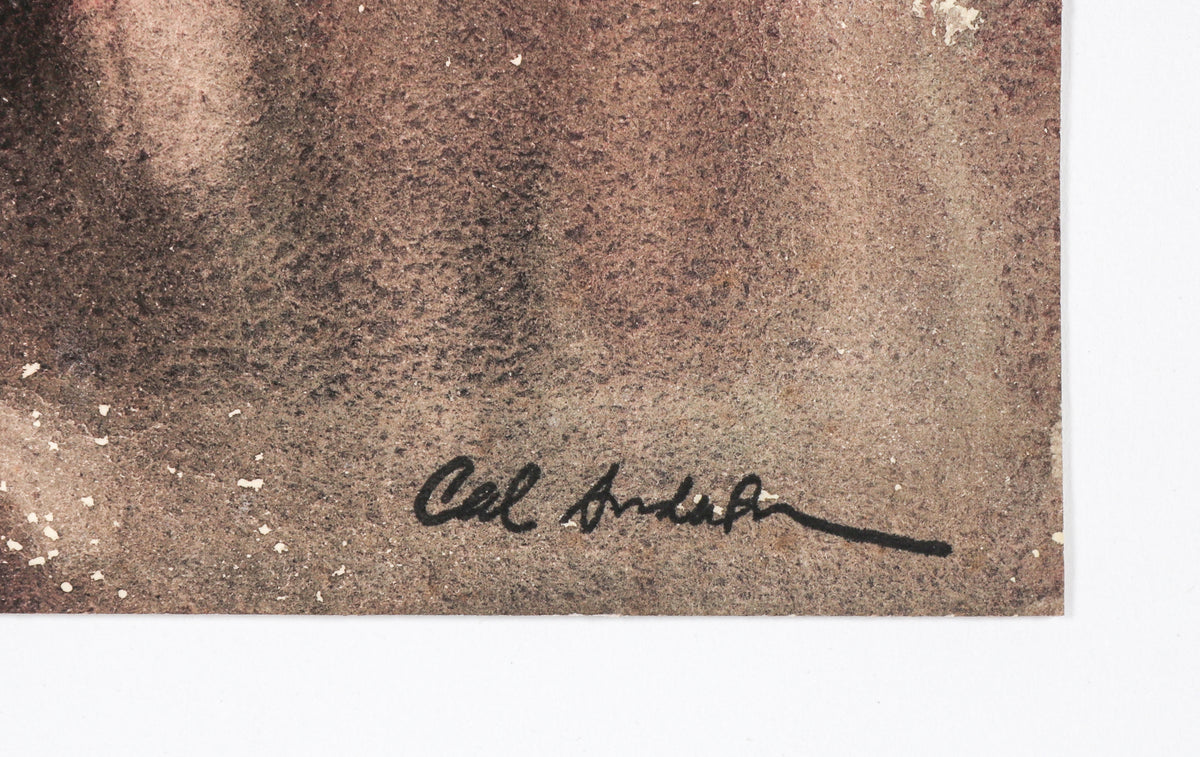 Vintage Still Life with Cactus <br>1942 Watercolor <br><br>#B6646