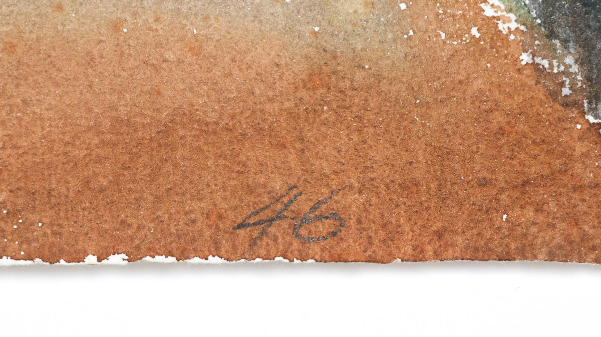 Modernist Backstreet Scene <br>1946 Watercolor <br><br>#B6657