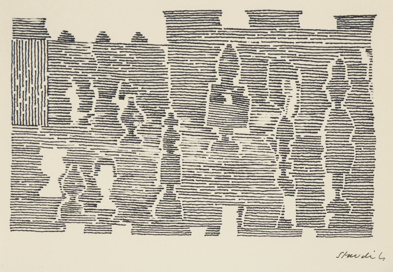 Linear Abstract Chess Pieces <br>20th Century Ink <br><br>#B6677