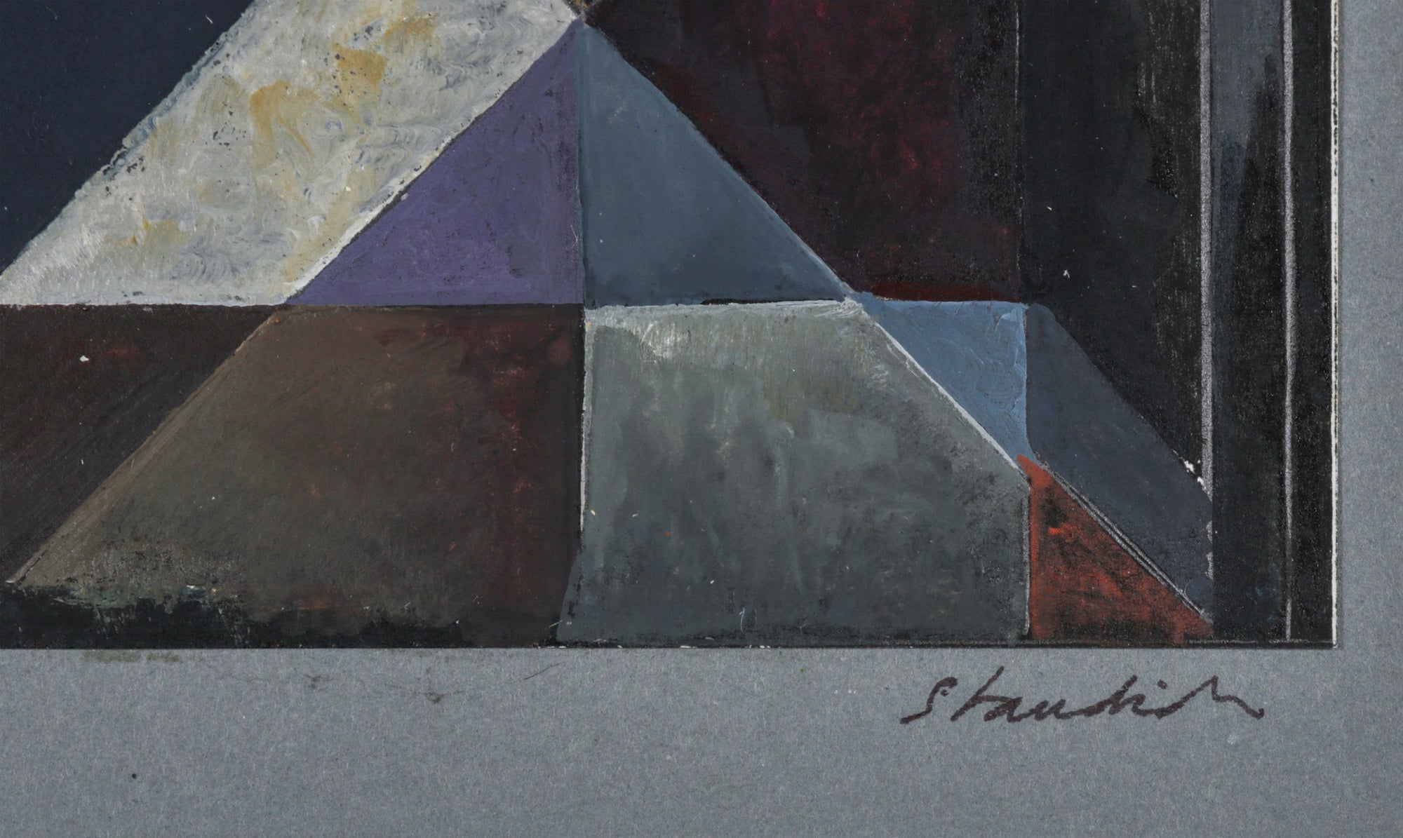 Moody Triangular Abstract <br>Late 20th Century Oil on Paper <br><br>#B6680