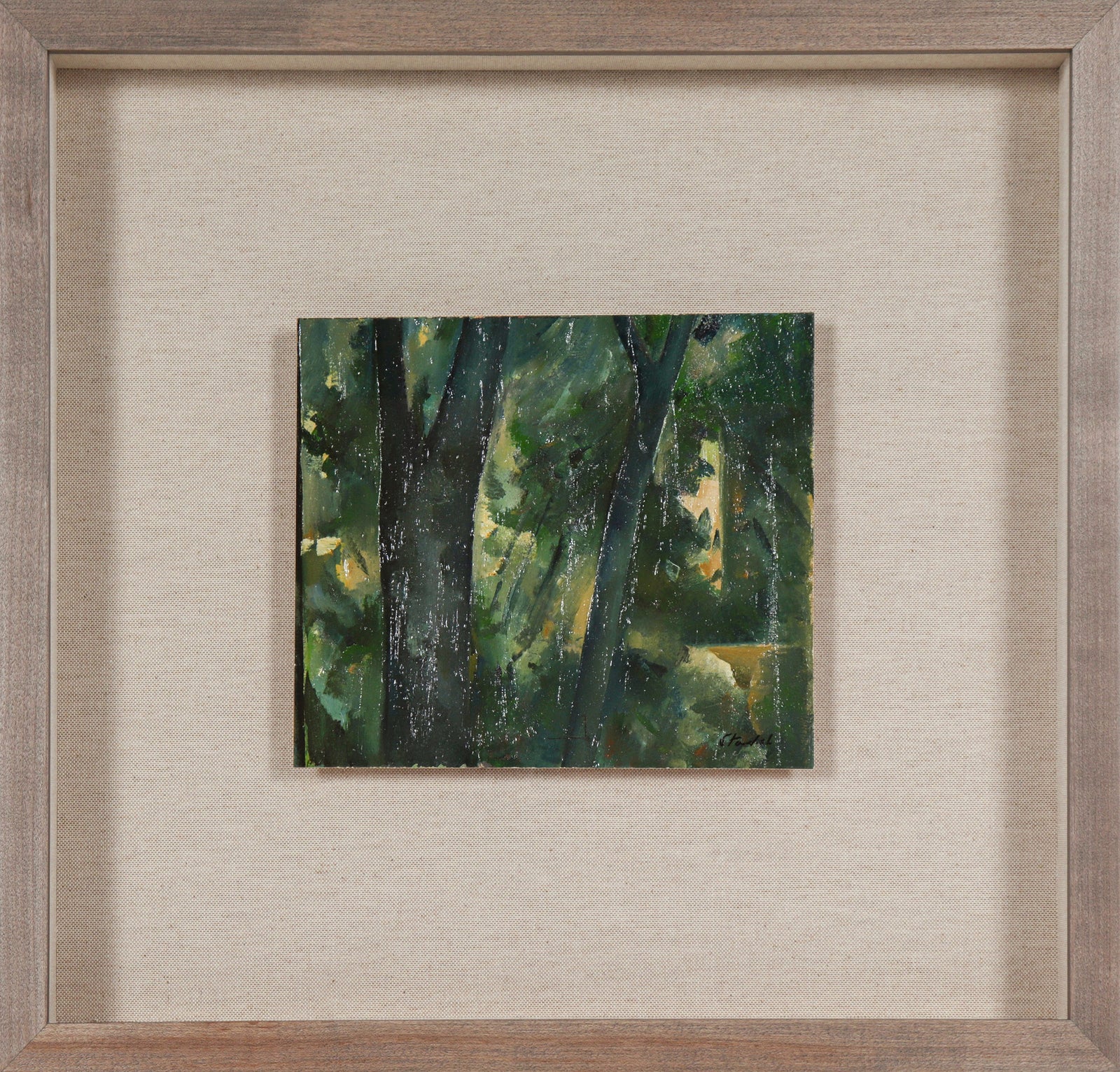 Abstracted Forest Through The Trees <br>20th Century Oil on Board <br><br>#B6684